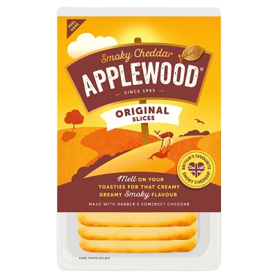 Applewood smoky medium cheddar slices 160g - British product