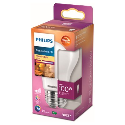 Philips LED frosted E27 warm white light bulb, UK version