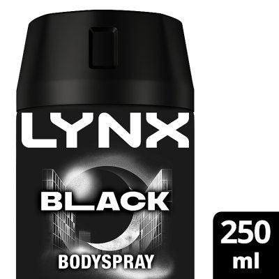 Lynx Black body spray deodorant 250ml can (British brand)