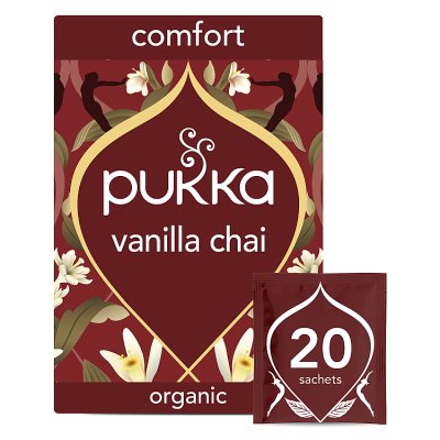 Pukka Vanilla Chai herbal tea 20 tea bags, UK version