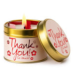 Lily-Flame candle tin with thank you message, UK version