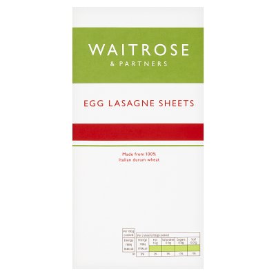 Waitrose egg lasagne sheets 375g pack (British brand)