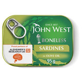 John West boneless sardines in olive oil 95g, UK version