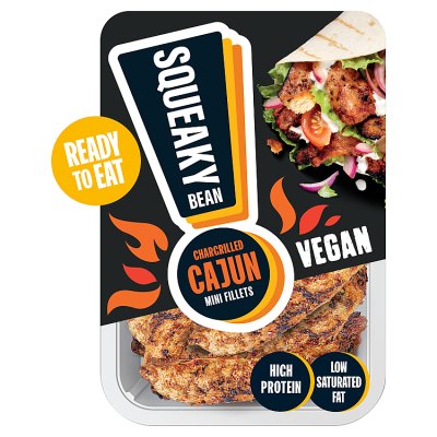 Squeaky Bean vegan chargrilled Cajun mini fillets 120g, imported from the UK