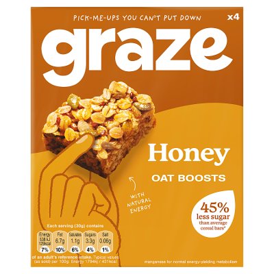 Graze honey oat flapjack bars 4x30g (British brand)