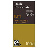 Waitrose No.1 dark chocolate 90% 100g bar, imported from the UK
