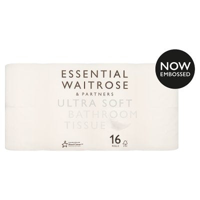 Waitrose Essential ultra soft bathroom tissue 16 rolls (British brand)