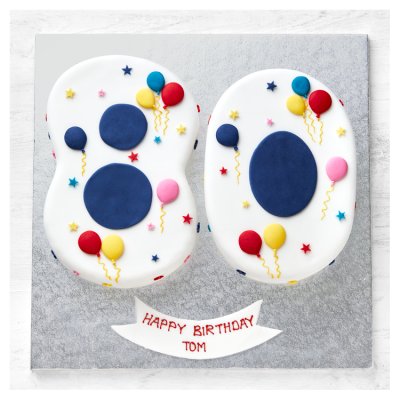80th Birthday Balloon and Stars cake with raspberry jam - British product