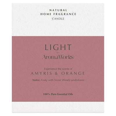 Aromaworks glass candle Amyris and Orange 220g, UK version