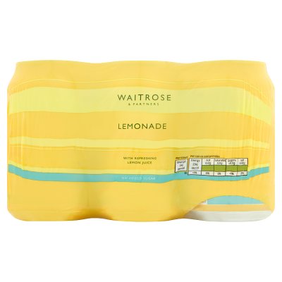 Waitrose lemonade no added sugar 6x330ml cans (British brand)