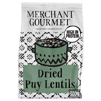 Merchant Gourmet dried Puy lentils 300g, imported from the UK
