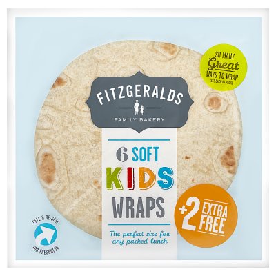 Fitzgeralds soft kids tortilla wraps 6 pack (British brand)