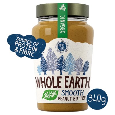 Whole Earth organic smooth peanut butter 340g, imported from the UK