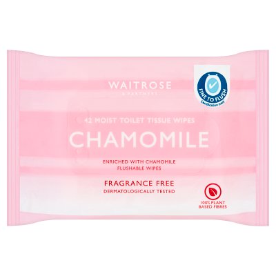 Waitrose moist toilet wipes chamomile fragrance free 42 sheets - British product