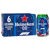 Heineken alcohol-free lager 0.0% 6 x 330ml cans, imported from the UK