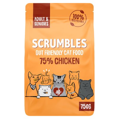 Scrumbles dry cat food chicken adult and senior 750g, UK version