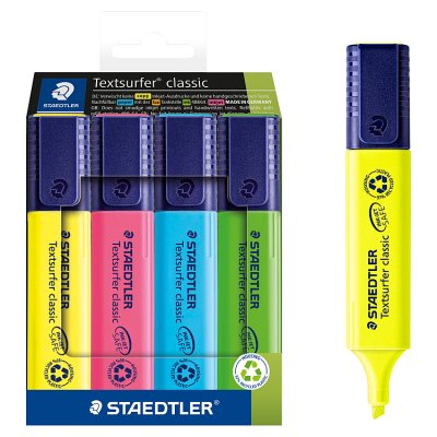 Staedtler Textsurfer highlighters pack of 4, imported from the UK