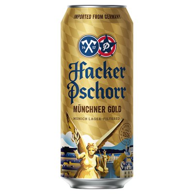 Hacker-Pschorr Gold Munich lager 500ml can (British brand)