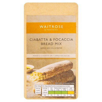 Waitrose ciabatta and focaccia bread mix 500g, UK version