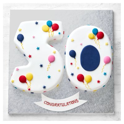 50th birthday balloon and stars cake, imported from the UK