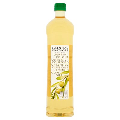 Waitrose light olive oil 1 litre bottle, imported from the UK