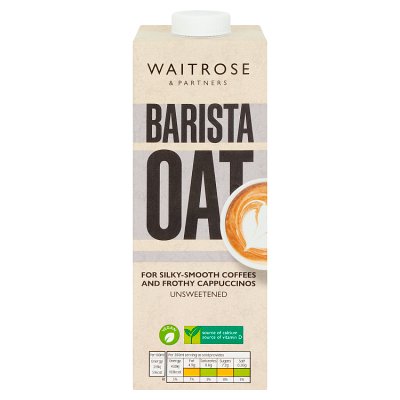 Waitrose Oat Barista unsweetened long life drink 1L (British brand)