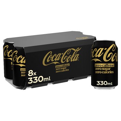 Coca-Cola Zero Sugar Zero Caffeine cola 8x330ml - British product