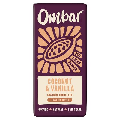 Ombar coconut vanilla chocolate bar 70g (British brand)