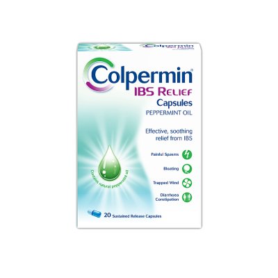 Colpermin IBS relief capsules 20s, imported from the UK