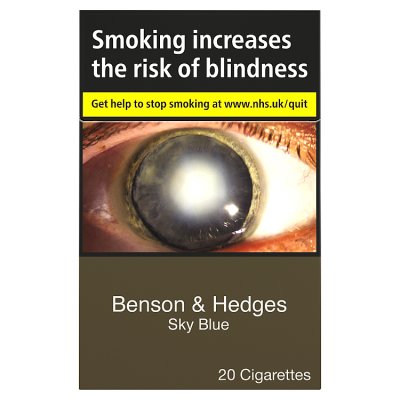 B&H Sky Blue cigarettes pack of 20, imported from the UK