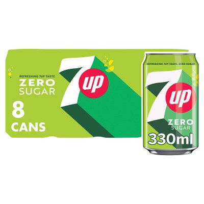 7UP Zero Sugar Lemon Lime cans 8x330ml, UK version
