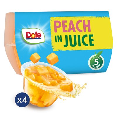 Dole peaches in fruit juice snack cups 4x113g, imported from the UK