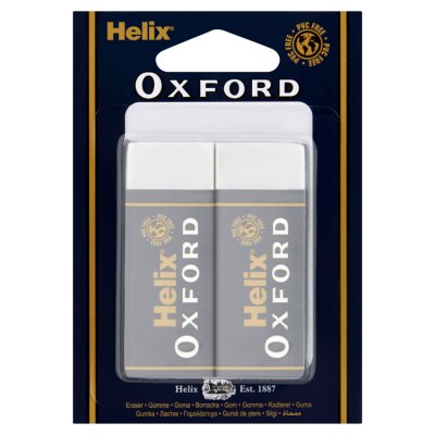 Helix Oxford sleeved erasers pack of 2 large (British brand)