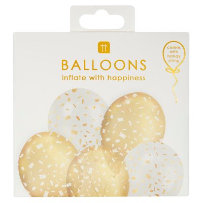 Talking Tables metallic balloons gold-and-white 5 pack, imported from the UK