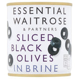 Waitrose Essential sliced hojiblanca olives in brine 200g, imported from the UK