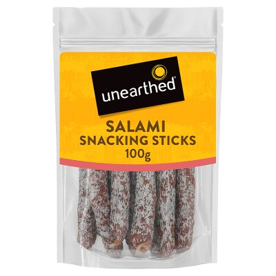 Unearthed snacking salami sticks 100g pack, UK version