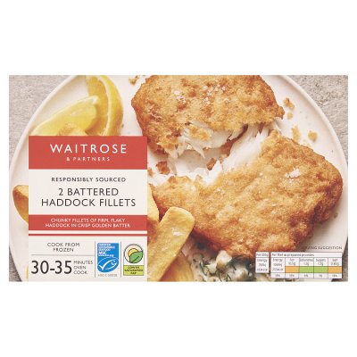 Waitrose battered haddock fillets 300g - British product