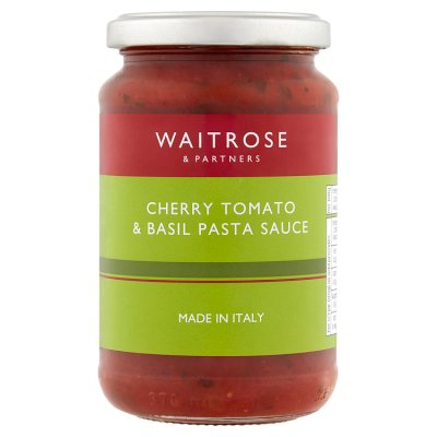Waitrose cherry tomato and basil pasta sauce 350g, imported from the UK