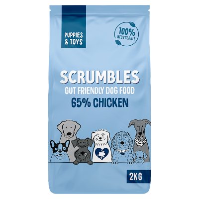 Scrumbles chicken puppy and toy dry dog food 2kg (British brand)