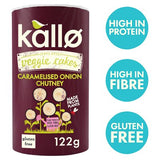 Kallo veggie cakes caramelised onion chutney 122g, imported from the UK
