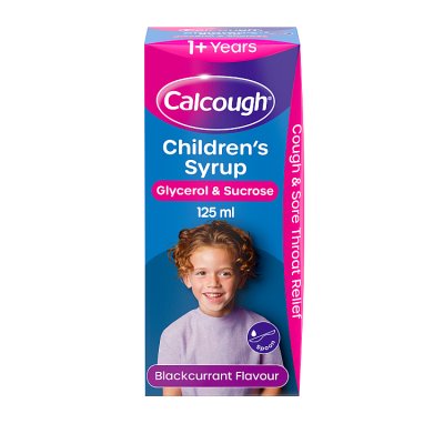 Calcough children's cough syrup blackcurrant 125ml, imported from the UK