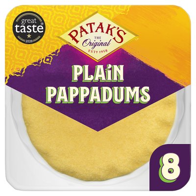 Patak's plain pappadums 8 pack, UK version