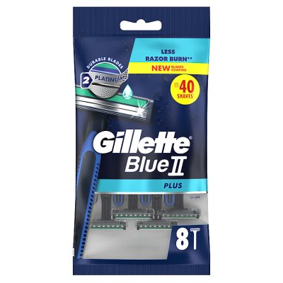 Gillette Blue II Plus disposable razor 8 pack, UK version