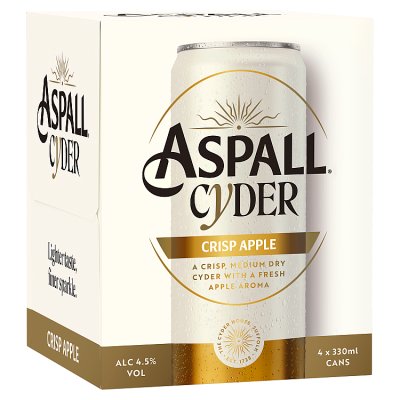 Aspall Crisp Apple cyder cans 4x330ml, imported from the UK