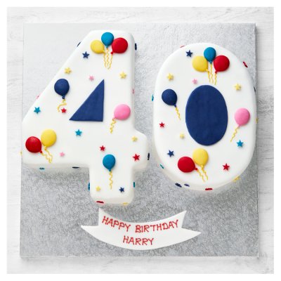 40th Birthday Balloon and Stars Cake - British product