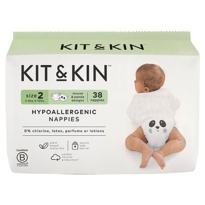 Kit & Kin hypoallergenic nappies size 2 38 pack (British brand)