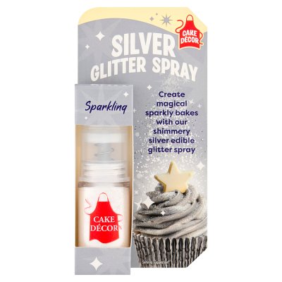 Cake Décor edible silver glitter spray 4g, UK version