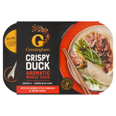 Gressingham crispy aromatic whole duck 1.2kg with pancakes (British brand)