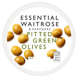 Waitrose Essential pitted green olives in rapeseed oil 120g, UK version