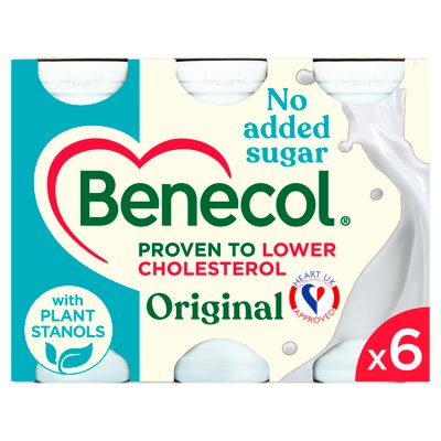Benecol yogurt drinks original no added sugar 6x67.5g - British product